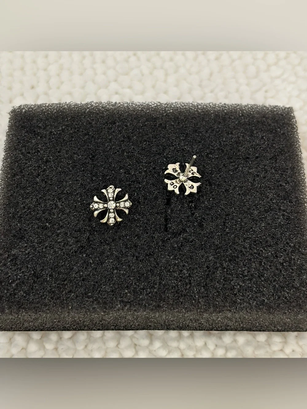 10mm CZ Cross Stud Earrings for Men Women Streetwear Punk Hip Hop Unisex Earring